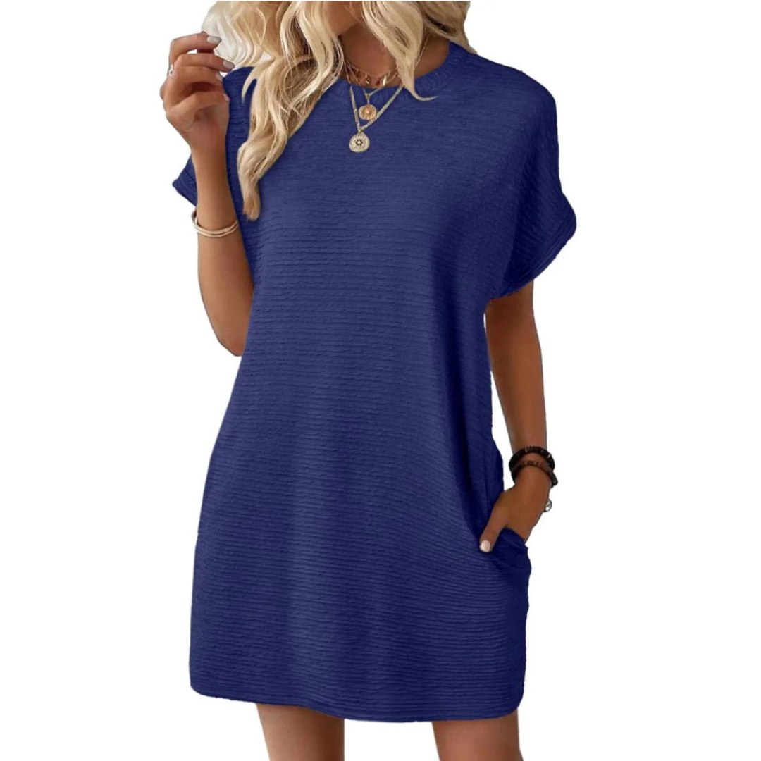 Women's Textured Casual Pocket Mini Dress