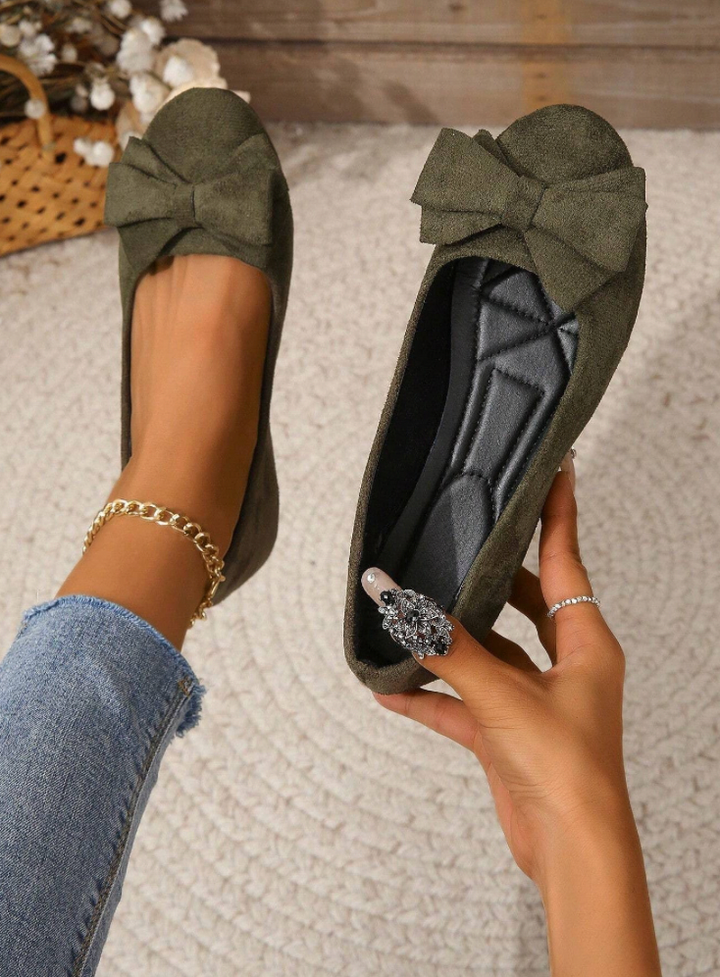 Damen elegante Ballerinas mit Schleifenakzent