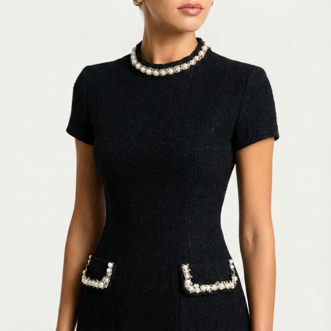 Damen Perlenbesetztes Pocket Minikleid