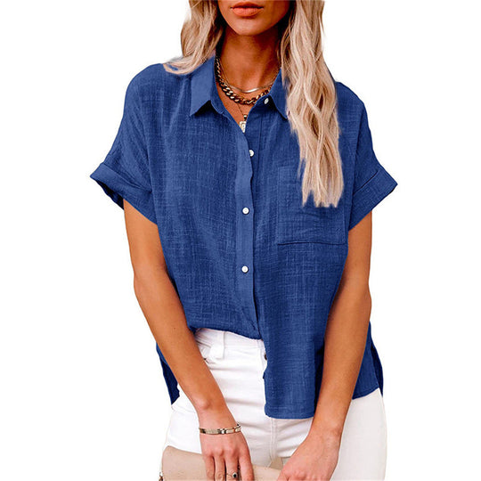 Women's Relaxed Button Front Collared Blouse