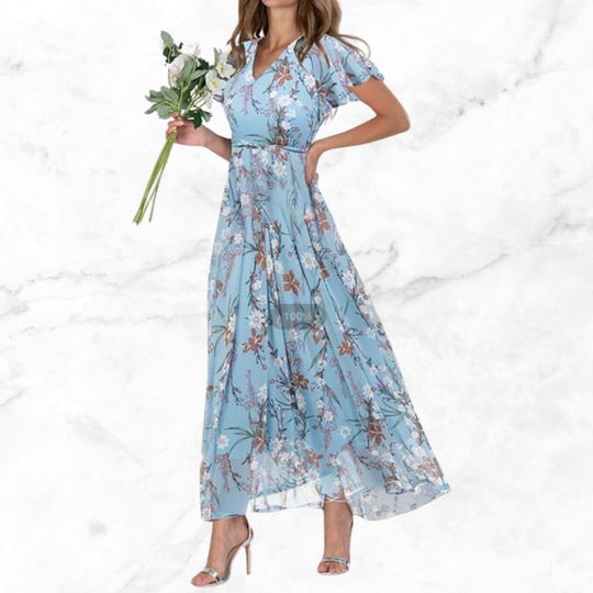 Women's Floral V-Neck Maxi Dress