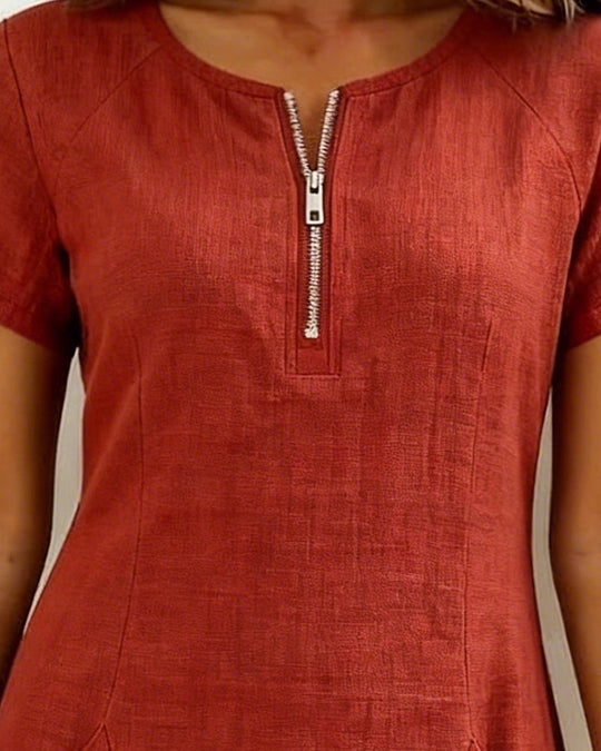 Damen Freizeitkleid mit Reißverschluss und Taschen
