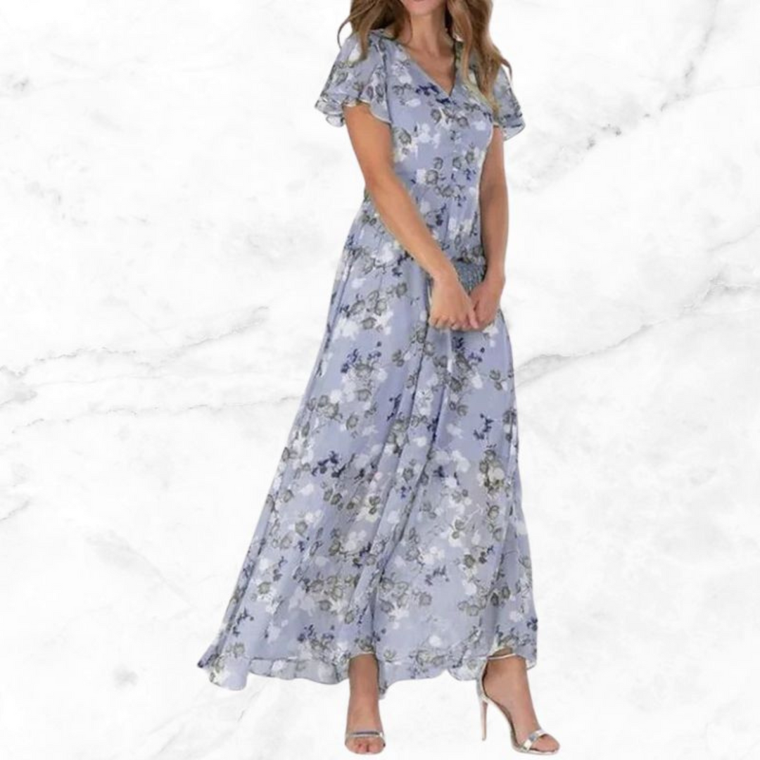 Women's Floral V-Neck Maxi Dress