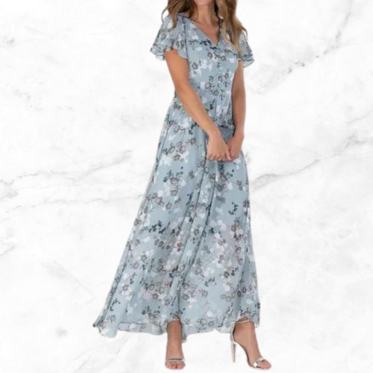 Women's Floral V-Neck Maxi Dress