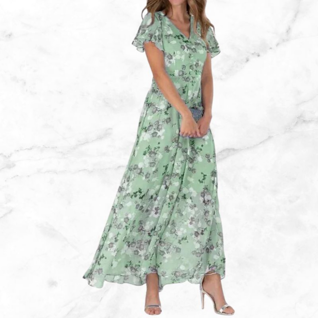 Women's Floral V-Neck Maxi Dress