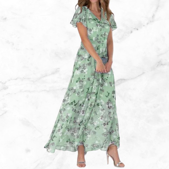 Women's Floral V-Neck Maxi Dress