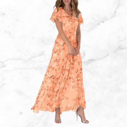 Women's Floral V-Neck Maxi Dress