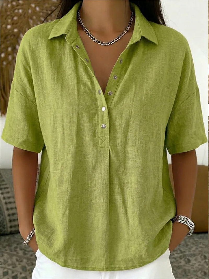Women's Casual Button Placket Collared Blouse