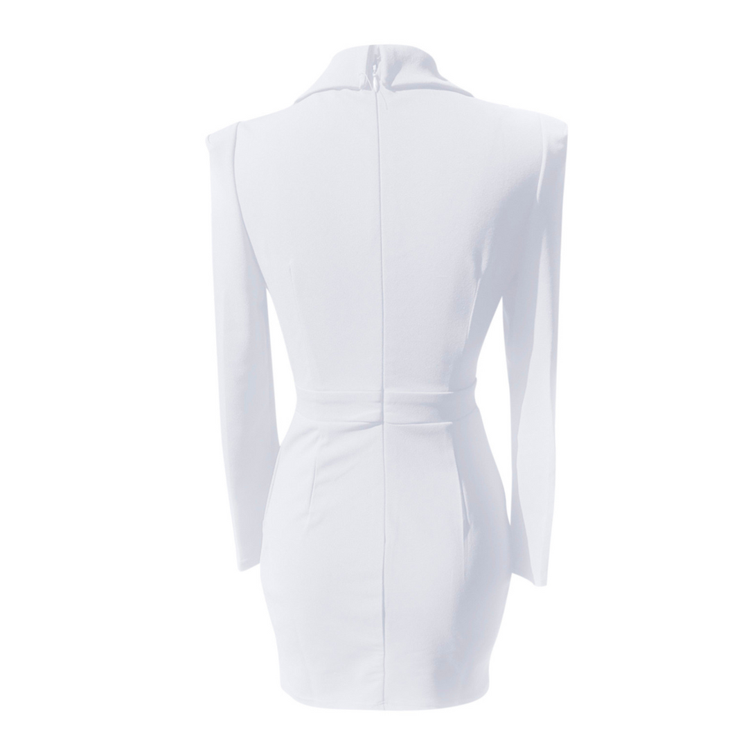 Women's Tailored Blazer Wrap Mini Dress with Long Sleeves