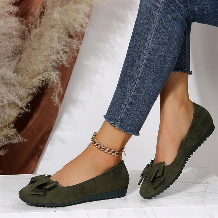 Damen elegante Ballerinas mit Schleifenakzent