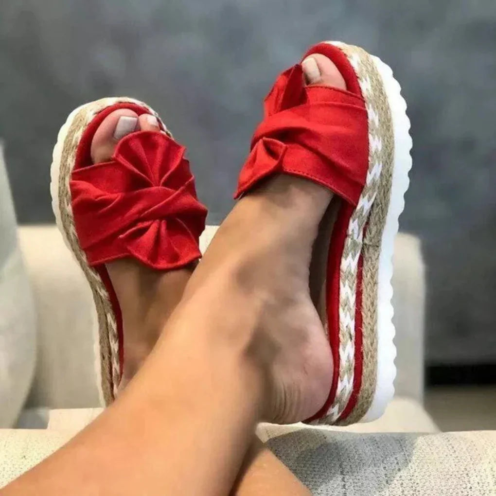 Women's Bow Detail Platform Slide Sandals