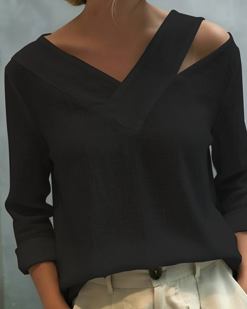 Elegante Damenbluse mit langem Arm und überkreuztem Ausschnitt