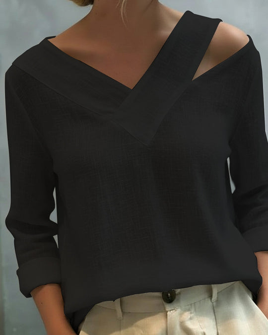 Elegante Damenbluse mit langem Arm und überkreuztem Ausschnitt