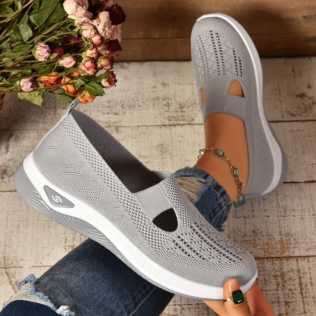 Women's Breathable Knit Slip-On Walking Sneakers