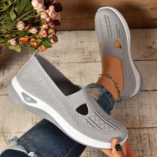 Women's Breathable Knit Slip-On Walking Sneakers