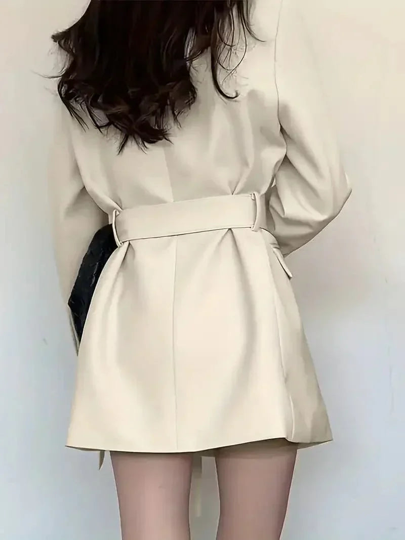 Damen Gürteldesign Wickel Blazer Kleid