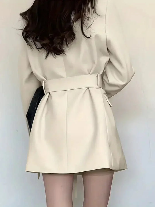 Damen Gürteldesign Wickel Blazer Kleid