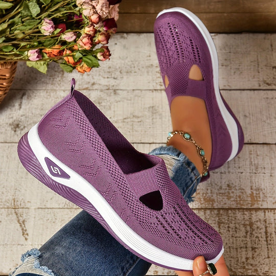 Women's Breathable Knit Slip-On Walking Sneakers