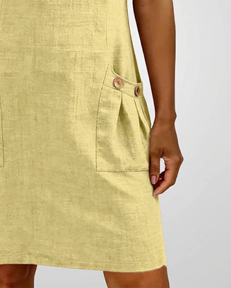 Damen Freizeitkleid mit Reißverschluss und Taschen