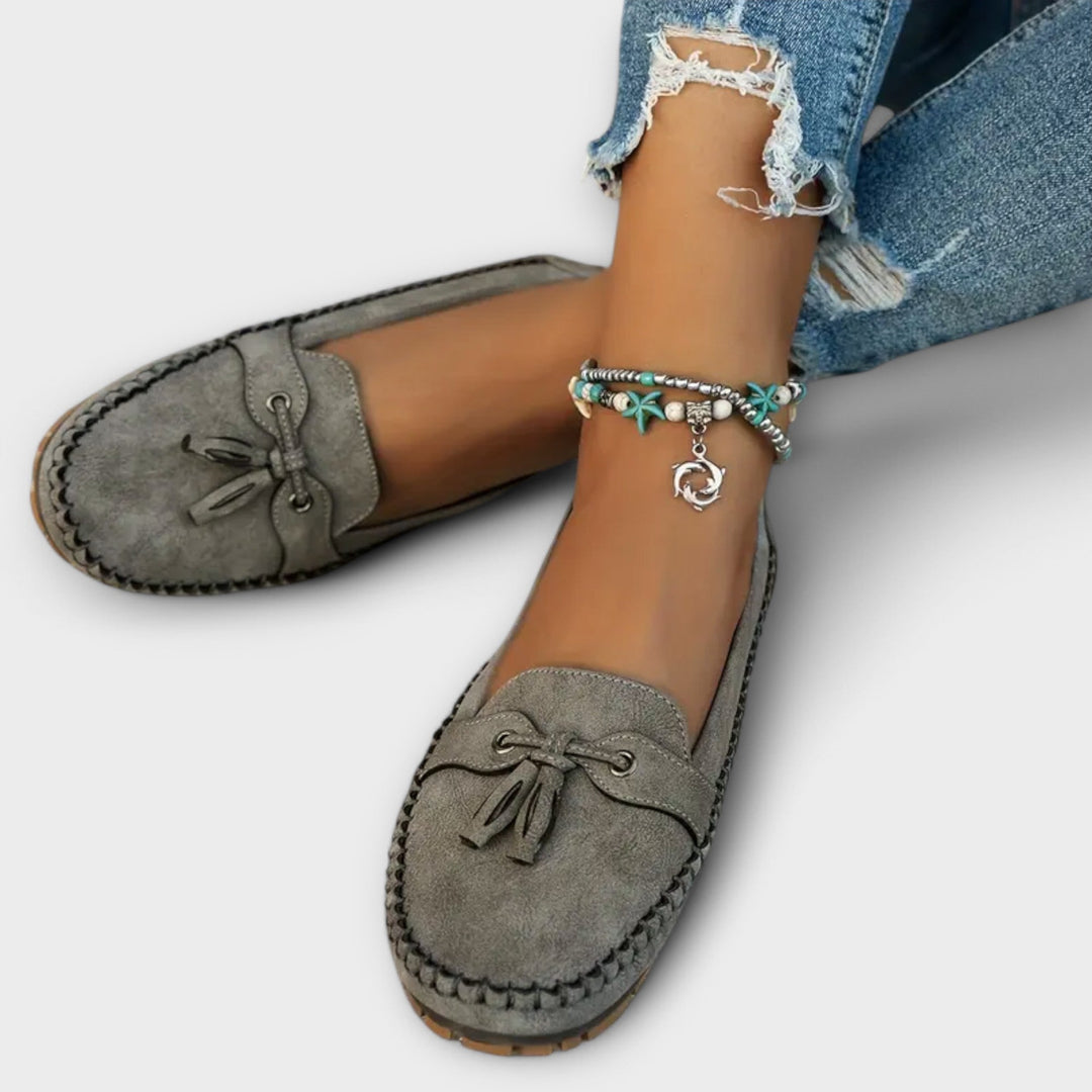 Damen Slipper mit Quasten und Schleife für das Fahren