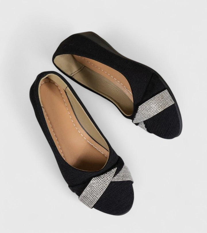 Women's Rhinestone Cross-Strap Comfort Ballet Flats