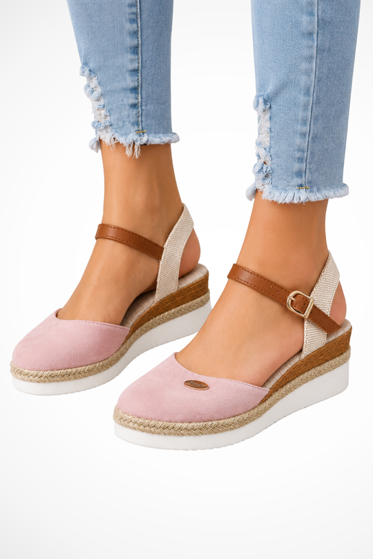 Damen Espadrille Keilabsatz Mary Jane Schuhe