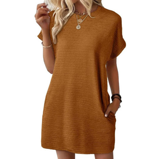 Women's Textured Casual Pocket Mini Dress