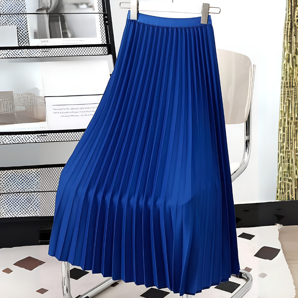 Women's Pleated Midi Skirt with High Waist