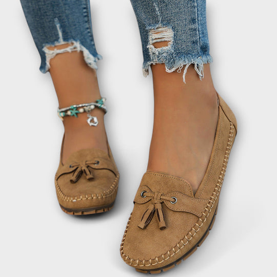 Damen Slipper mit Quasten und Schleife für das Fahren