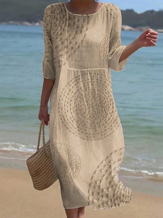 Women's Textured Bohemian Midi Dress