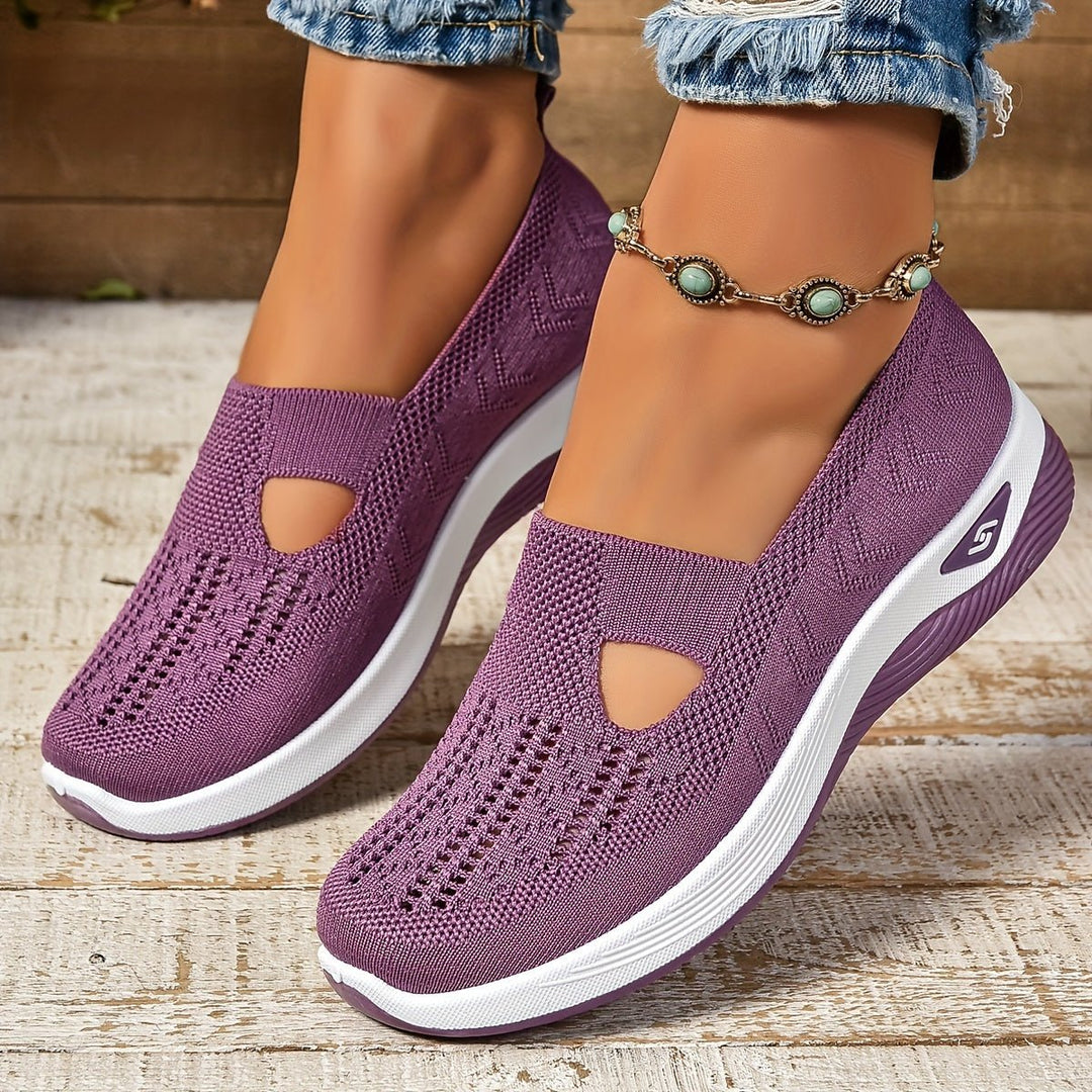 Women's Breathable Knit Slip-On Walking Sneakers