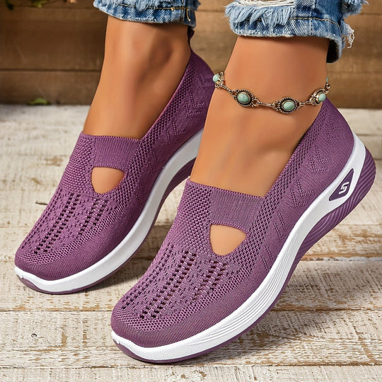 Women's Breathable Knit Slip-On Walking Sneakers
