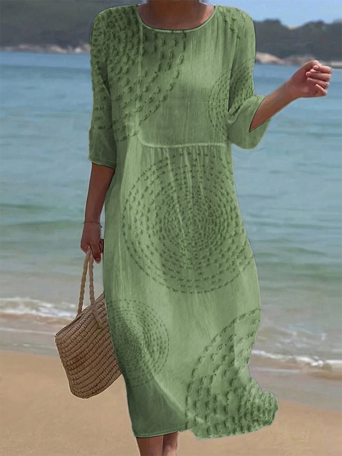 Women's Textured Bohemian Midi Dress