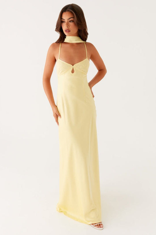 Women's Scarf Neck Slip Maxi Dress