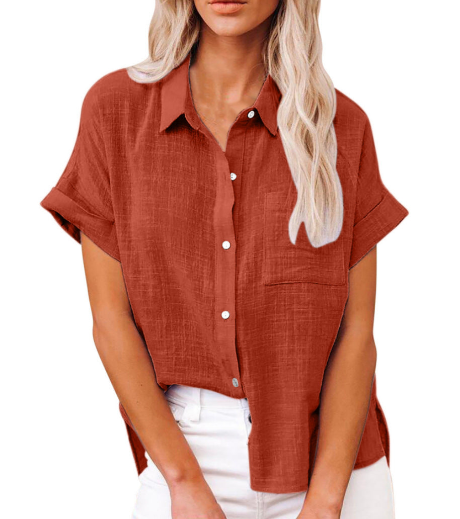 Women's Relaxed Button Front Collared Blouse