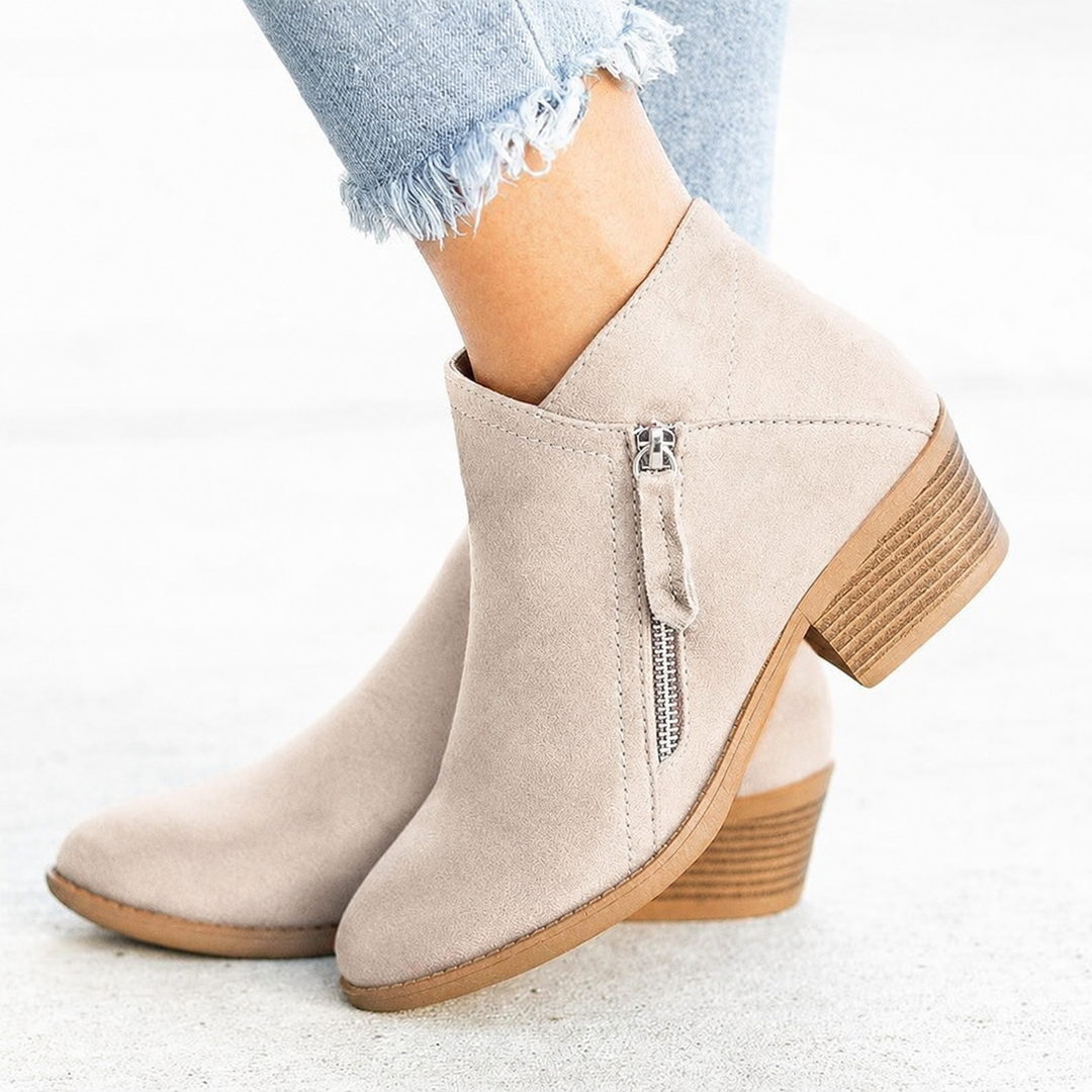 Women's Casual Suede Side Zip Ankle Boots