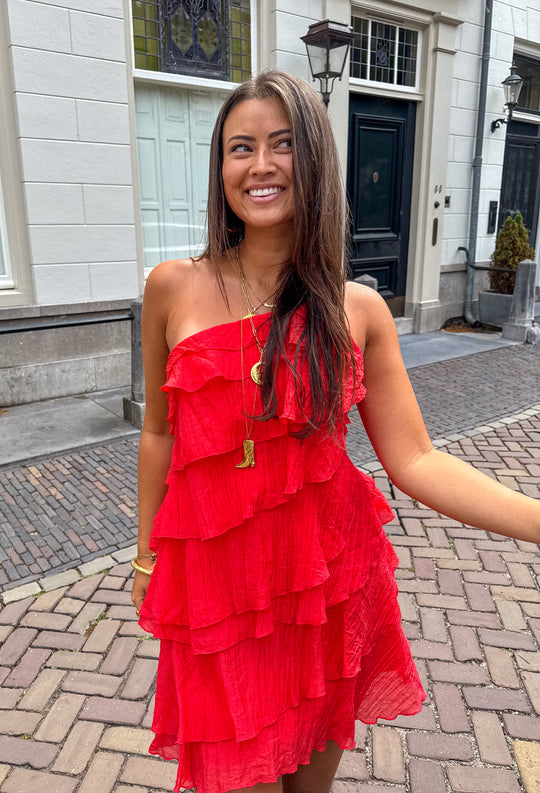 Women's Tiered Ruffle Halter Mini Dress