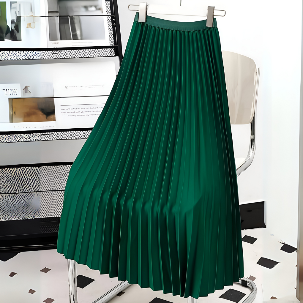 Women's Pleated Midi Skirt with High Waist