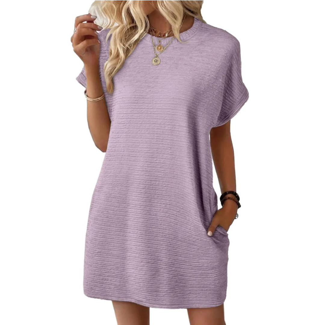 Women's Textured Casual Pocket Mini Dress