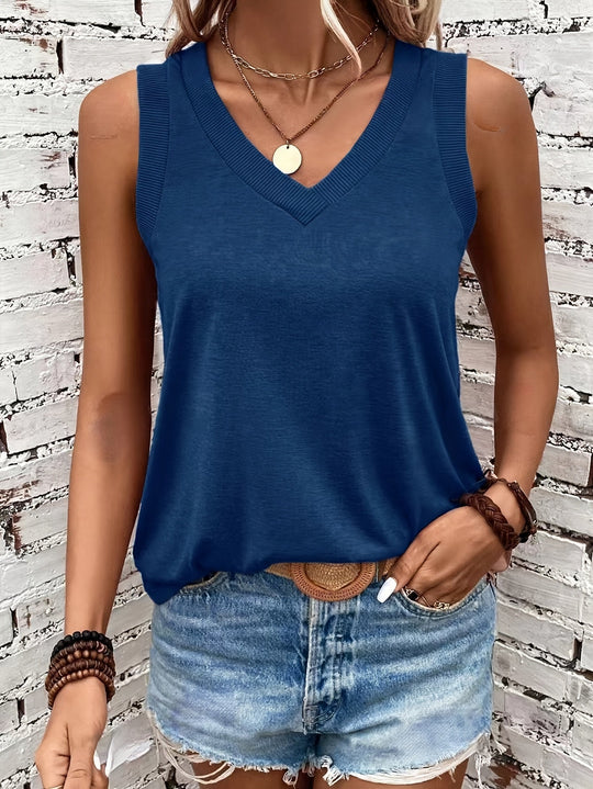 Women's Relaxed V-Neck Sleeveless Tank Top