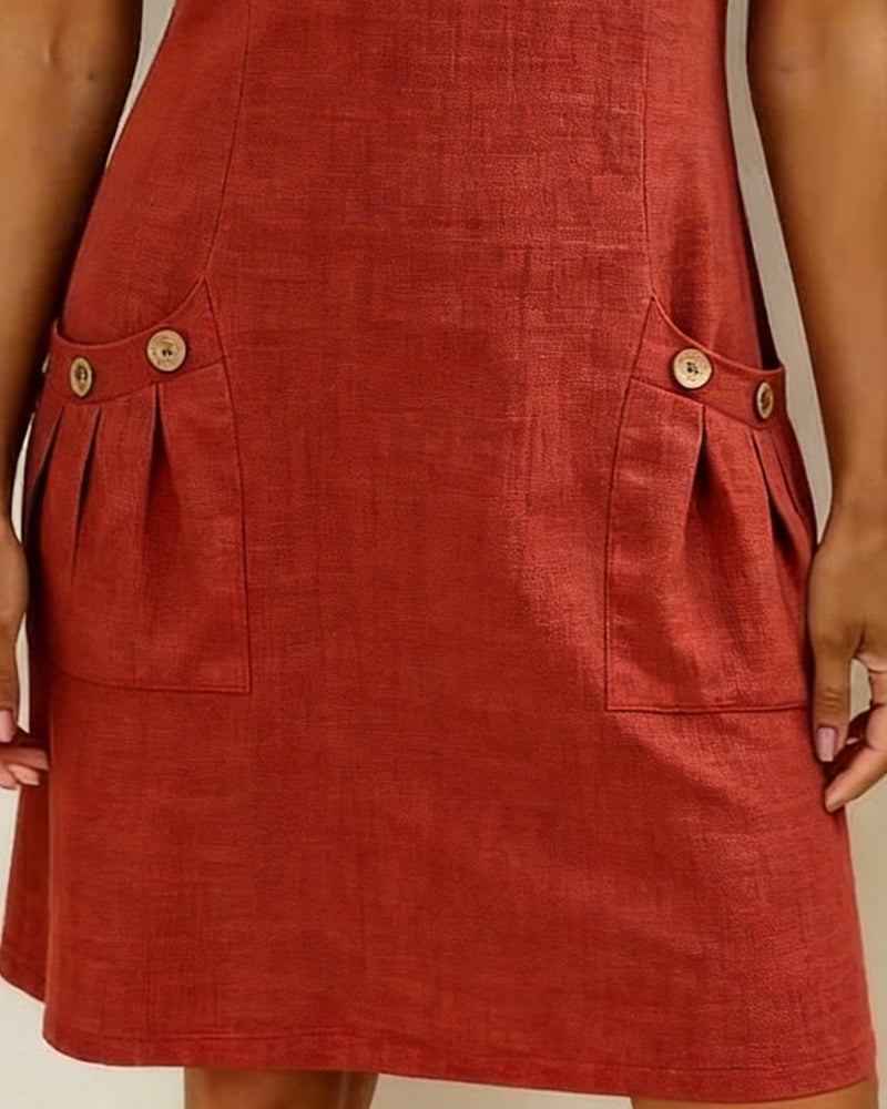 Damen Freizeitkleid mit Reißverschluss und Taschen