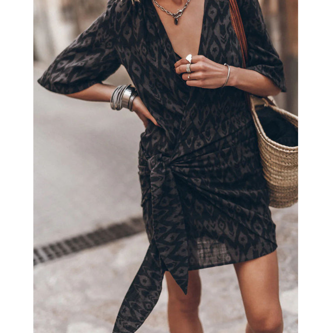 Women's Tie-Waist Wrap Mini Dress