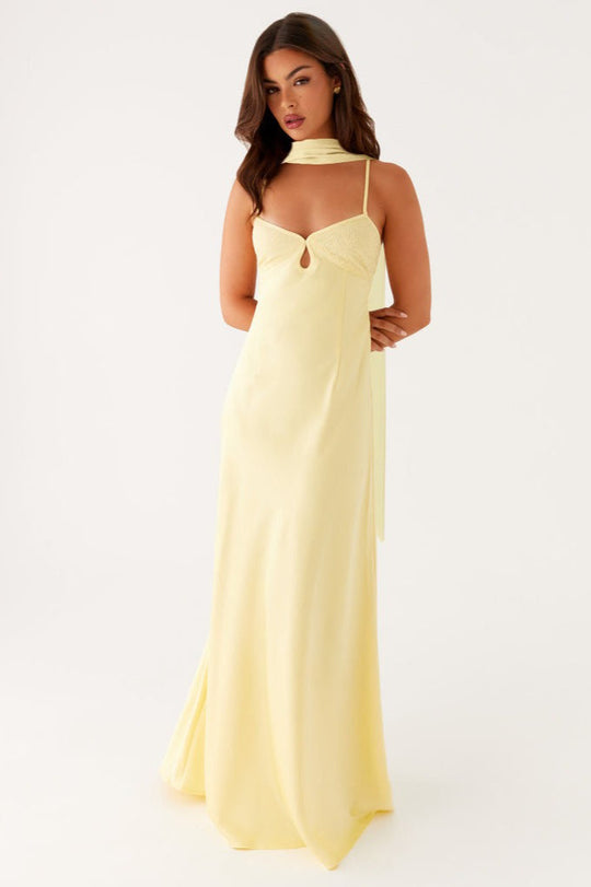 Women's Scarf Neck Slip Maxi Dress