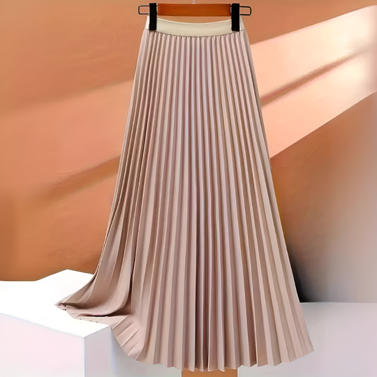 Women's Pleated Midi Skirt with High Waist
