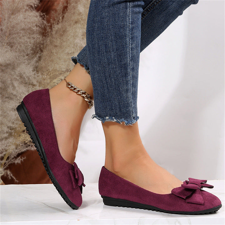 Damen elegante Ballerinas mit Schleifenakzent