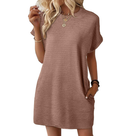 Women's Textured Casual Pocket Mini Dress