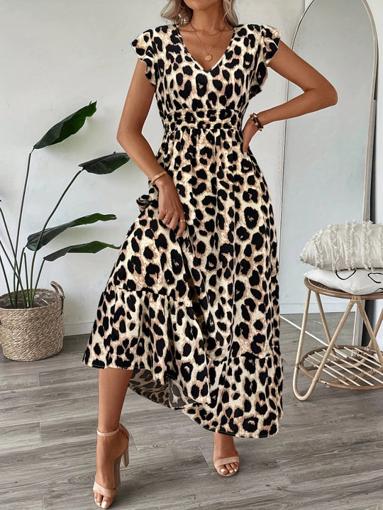 Women's Ornamental Print V-Neck Maxi Dress