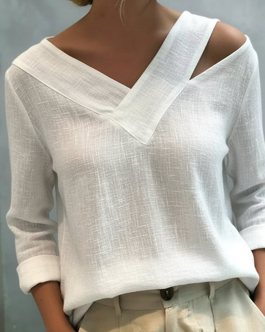 Elegante Damenbluse mit langem Arm und überkreuztem Ausschnitt
