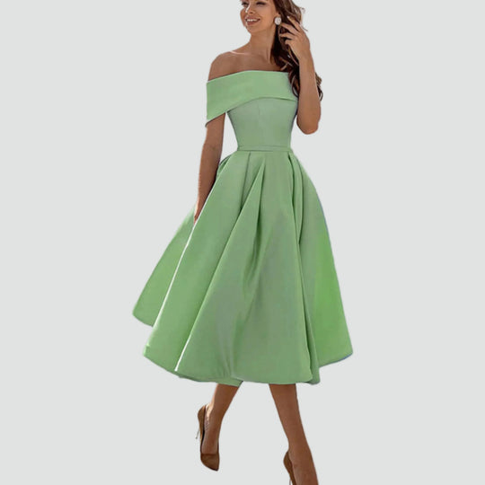 Women's Regal Off-Shoulder Occasion Midi Dress