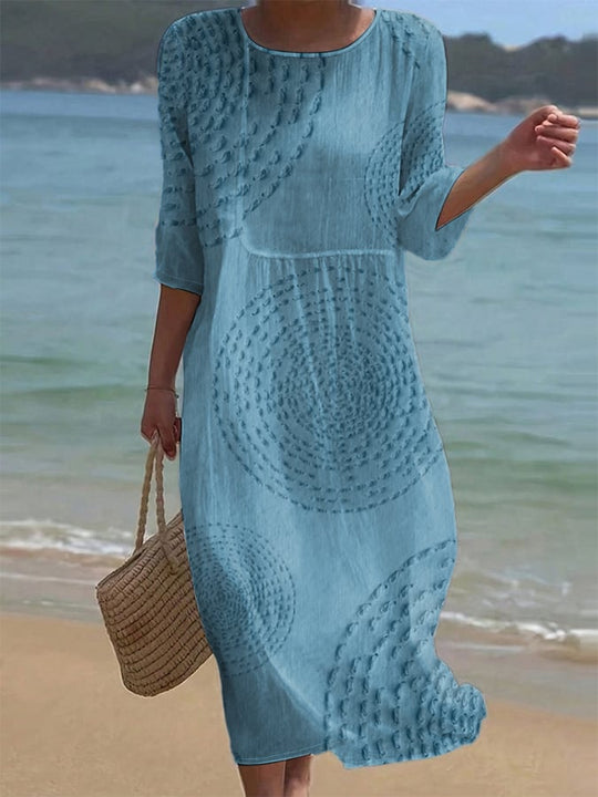 Women's Textured Bohemian Midi Dress